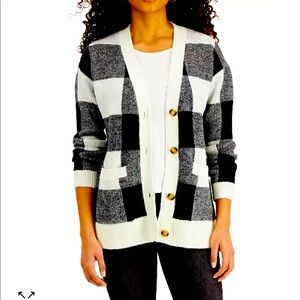Style & Co Checked Button Cardigan New with tags